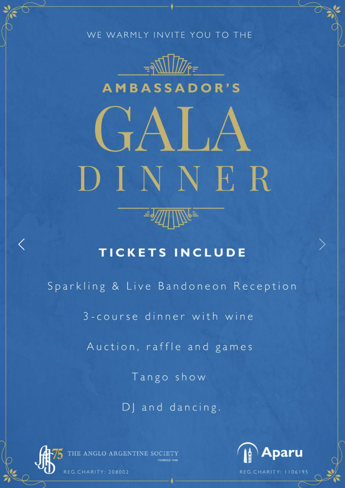The Anglo-Argentine Society annual Ambassador’s Gala Dinner
